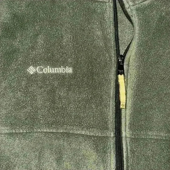 MENS COLUMBIA SPORTSWEAR COMPANY XL ZIP- UP FLEECE olive green - Picture 2 of 5